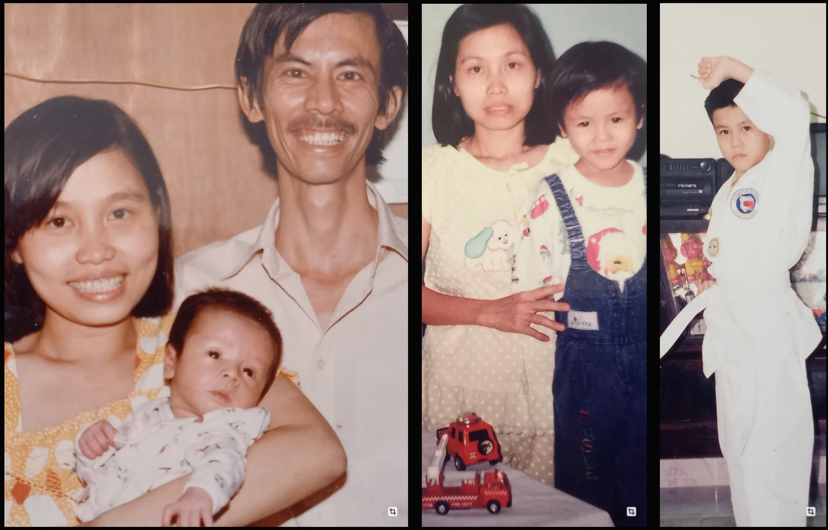 Childhood pictures with mom and dad