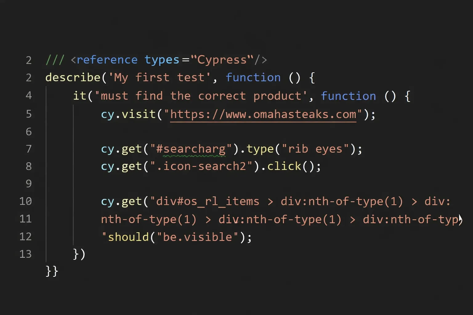Cypress provides a "cy" object with prebuilt API to interact with web UI