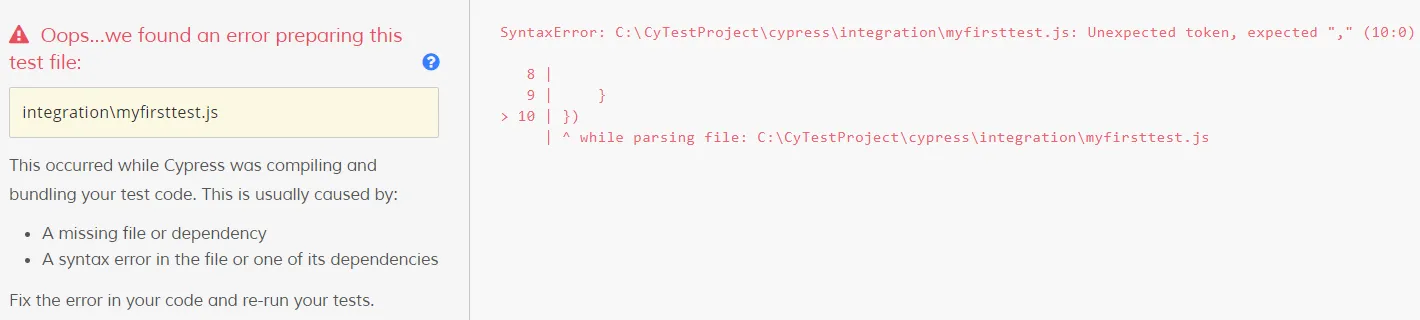 Cypress cryptic error Cypress cryptic error