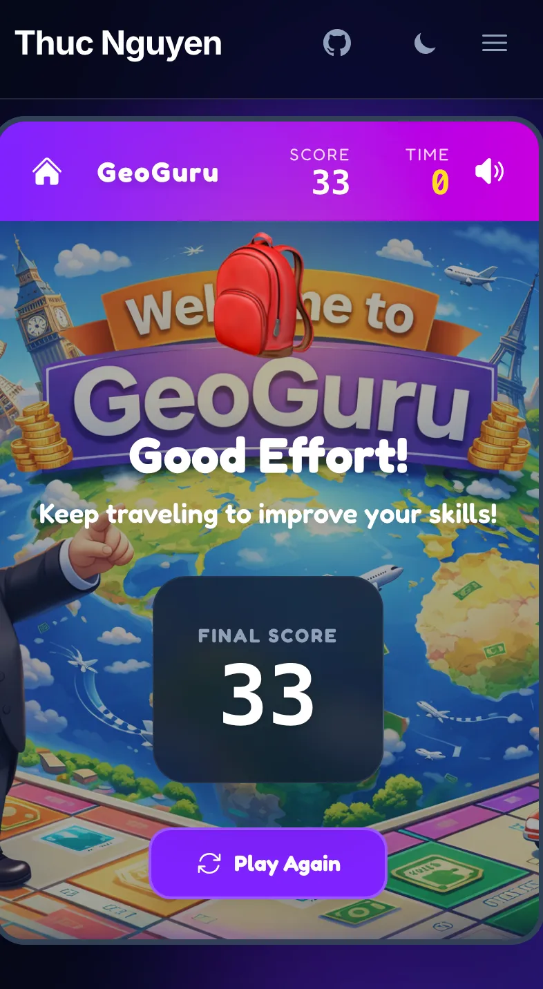 GeoGuru when you achieve a bad score