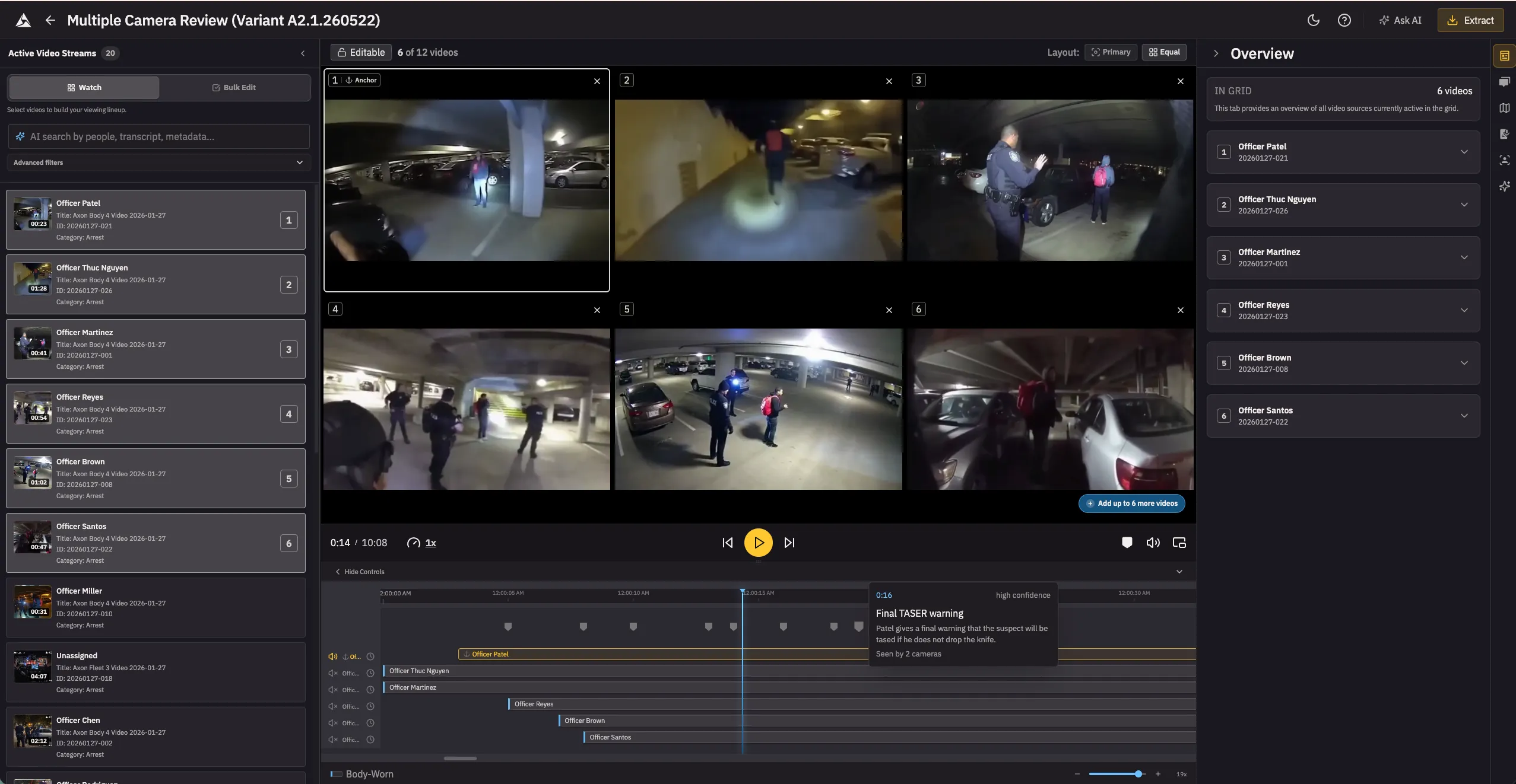 Multicam incident triage